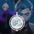 League Of Legends Arcane Season 2 Same Style Jinx Ekko Head Portrait Rotating Blue Rose Pendant Necklace Lovers Fans Gifts Layor. 