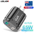 USLION 65W GaN USB Type C Charger PD3.0 Ausralian AU Plug USB Charger Cell Phone For iPhone 14 12 13 Pro Max Laptop PD Charger. 