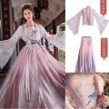 Clothing dance style student Xia elegant suit long style super fairy Fu spring dress Hanfu Xianhai female flower god ancient costume company. 