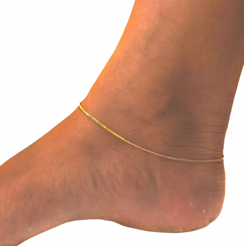 Gold Plated latest Box Type Anklet Foot Jewelry 10 inch Box