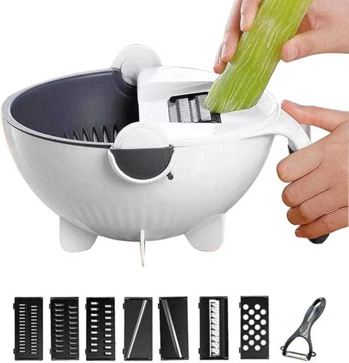 Rotating Collander 9 in 1 Multifunction Magic Rotate Vegetable Cutter Colander Strainer ...