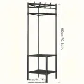 Multi-Function Corner Coat Rack, Floor Stationary Clothes Hanger Shelves, Removable Metal Clothes Storage Shelves, Hanging Shelf Bedroom Standing Corner Coat Rack Easy Assembly Portable Clothes Rack Furniture Storage Rack. 