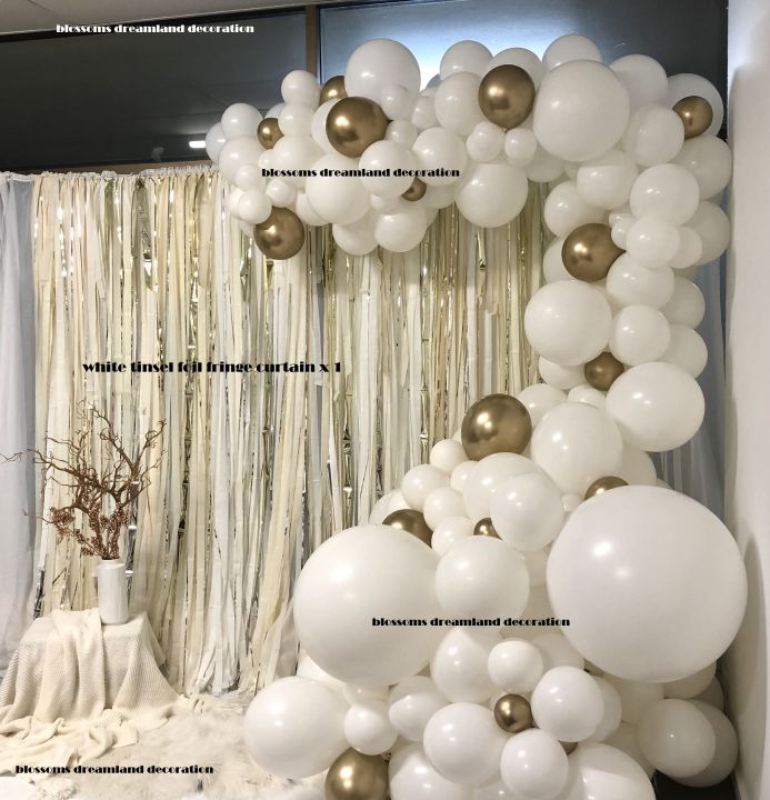 Stunning White Foil Fringe Curtains for Birthday, Bachelorette, Christmas, New Years Eve & Graduation - Great Photo Booth Props & Fringe Curtain Party Decorations