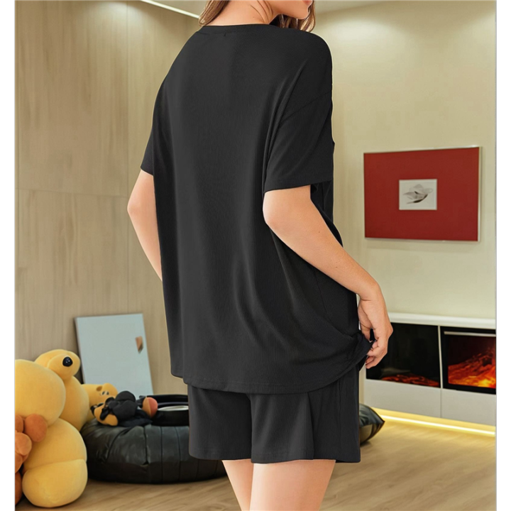 Womens%20Pajama%20Sets%202%20Piece%20Ribbed%20Knit%20Pjs%20Short%20Sleeve%20Soft%20Sleepwear%20Summer%20Lounge%20Sets%20-%20Image%205