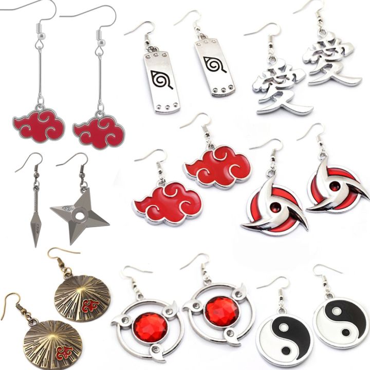 Anime Naruto Jewelry Earrings Drop Accessories Sharingan Akatsuki Cosplay Party Pendant Drop Earrings Toys for Women Men Gifts