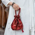 【ALLGOOD】 Data Line Storage Bag Portable Sanitary Napkin Bag Ethnic Style Cosmetic Bag Embroidery Women Flower Handbags Small Storage Bags Jewerly Packing Bag Hanfu Drawstrings Bags. 
