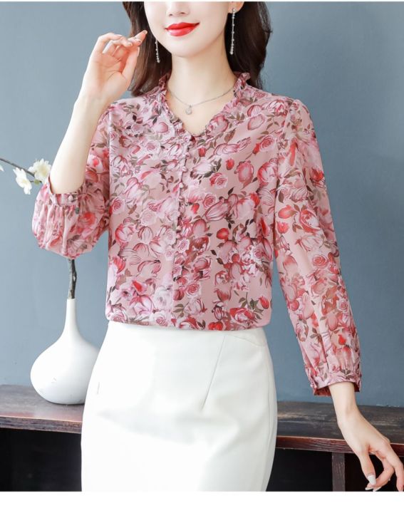 Fashion%20Shirts%20For%20Women's%20Printed%20Top%20New%20Long%20Sleeved%20Design%20Casual%20Style%20Thin%20Top%20-%20Image%204