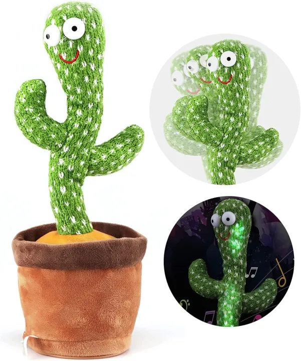 Dancing Cactus Talking Toy,Wriggle Singing Mimicking Cactus,Repeat What You Say,Sing,Dance,Recording,LED