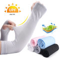 Summer Ice Silk Arm Sleeves Riding Sports Sunscreen Exposed Finger Arm Cuff Sleeve Long Gloves. 