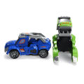 Electric Deform Dinosaur Automatically Turn Car Toy with Music Flashing LED Lights for Kids Gift Collection-Green. 