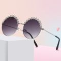 MUYE Round kids sunglasses Flower Baby Children Shades Sun Glasses Girls Cute Half Frame Metal Eywear UV400. 