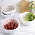 Portable detachable double-layer hollowed-out fruit and vegetable washing drain basket vegetable washing basin rice basket. 