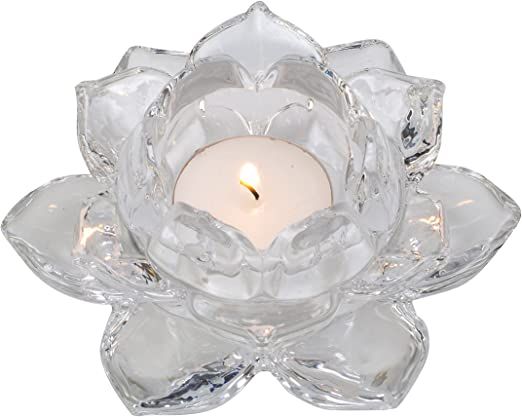 Lotus Shape crystal Design Glass Candle Holder  1PC Lotus Flower Shaped Candle Holder Glass Candle Holder (Lotus Shaped)