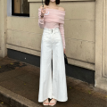 Women's Super Wide-Leg Denim Skirt 2024 Spring and Summer New Korean Style High Waist Slimming Design Mop Wide Leg Pants. 