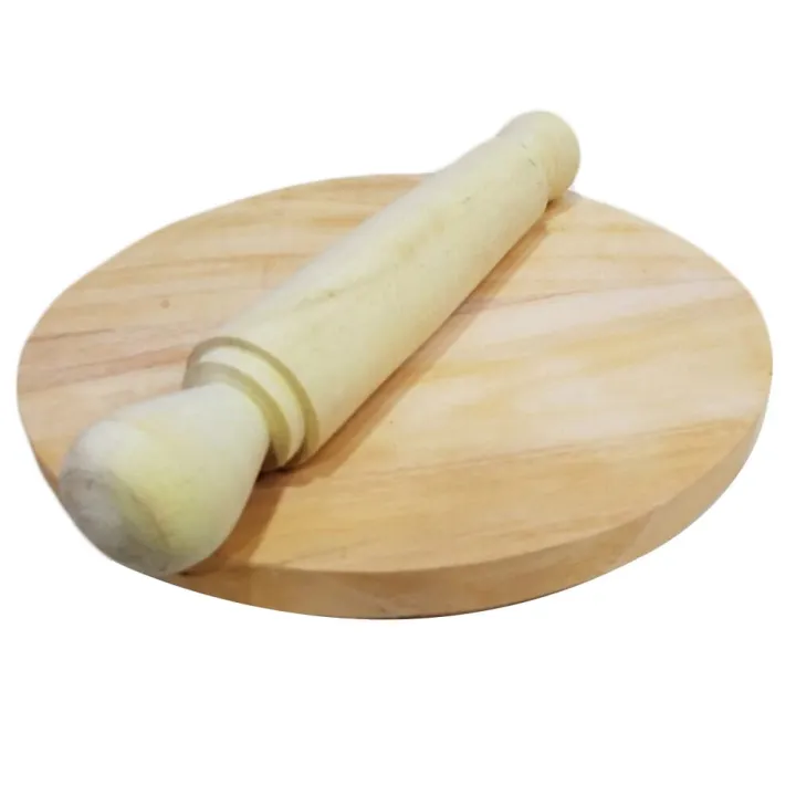 Rolling Pin Rounded Edge Best Quality Wooden Rolling Pin 30cm & Round Board Set / Wooden Round ...