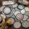 RHS Online 30PCS Disc Engraving Series Textured Paper Stickers Album Diary Journal Decorative Crafts Scrapbooking DIY Sticker. 