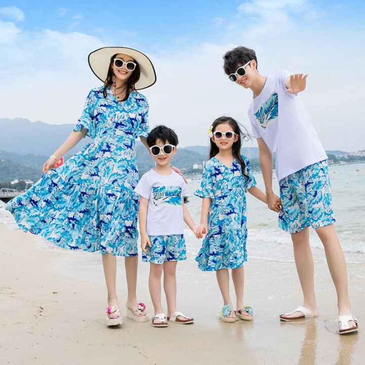 Seaside%20Mother-Daughter%20Matching%20Outfit%20Summer%20Travel%20Parent-Child%20Outfit%20a%20Family%20of%20Three%20Four%20Beach%20Mother-Daughter%20Dress%20Vacation%20Father-Child%20Suit%20-%20Image%202