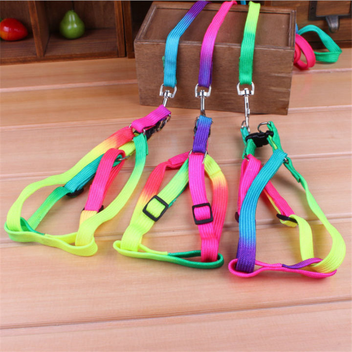 Durable Nylon Rainbow 1.2M Pet Dog Leash Walking Training Leash Cats Dogs Harness Collar Leashes Strap Belt Rope