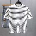 Striped Short-SleeveTT-shirt Men's2023Summer New High-End Men's Elbow-Sleeved Top T-shirt Fashion Tops Youth Men's Clothing. 