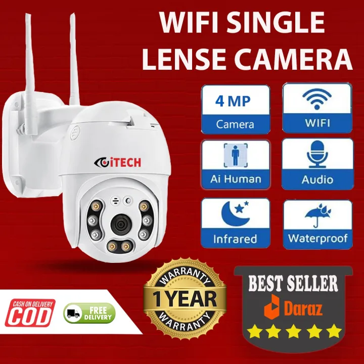 4MP Full HD PTZ WiFi Camera H.265 Auto Tracking-Wireless IP Camera 4x Digital Zoom AI human Detection Dual Light Source.