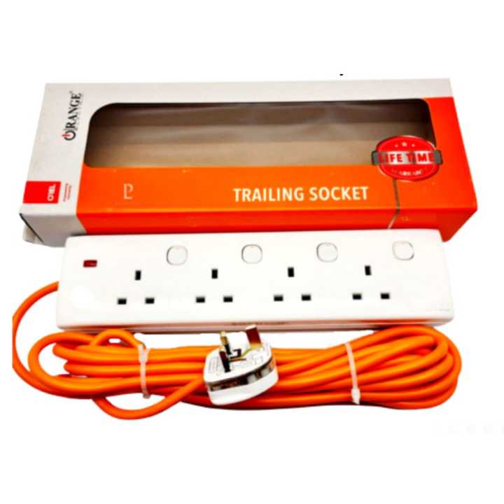 Orange Extension Cord | Trailer Socket | 13A Fused Plug Top | Lifetime Warranty | Orange Brand