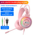 Pantsan 7.1 USB Computer Head-Mounted Chicken Eating Wired Headset Headphones with Mai Dazzling Glow Gaming. 
