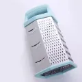 Professional Box Grater, Stainless Steel with 6 Sides Kitchen Box Grater, Stainless Steel Cheese Grater - 6 Sides Stand Grater with Rubber Handle & Base for Parmesan Cheese, Ginger, Vegetables. 