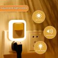 Zzitaill 0.8W/2.4W LED night lamp plug-in wall light sound sensing/human body sensing light dimming lamp for hallway bedroom stairs. 