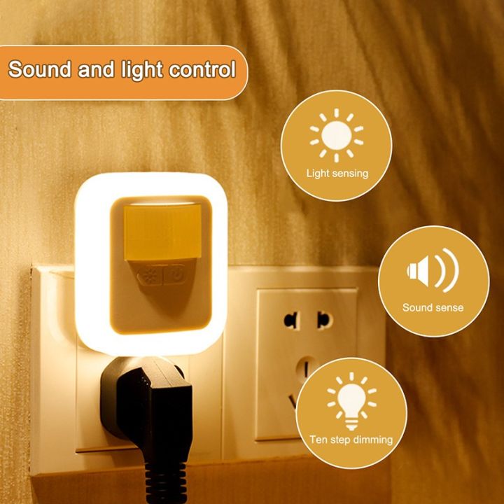 Zzitaill 0.8W/2.4W LED night lamp plug-in wall light sound sensing/human body sensing light dimming lamp for hallway bedroom stairs