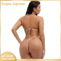 Enigma- Women Navel Revealing Monokini Stylish Halter Monokini Swimsuit with Glossy Finish Backless Design One-piece Bikini for Beach Babes Women Monokini with Belly Cutout Design. 