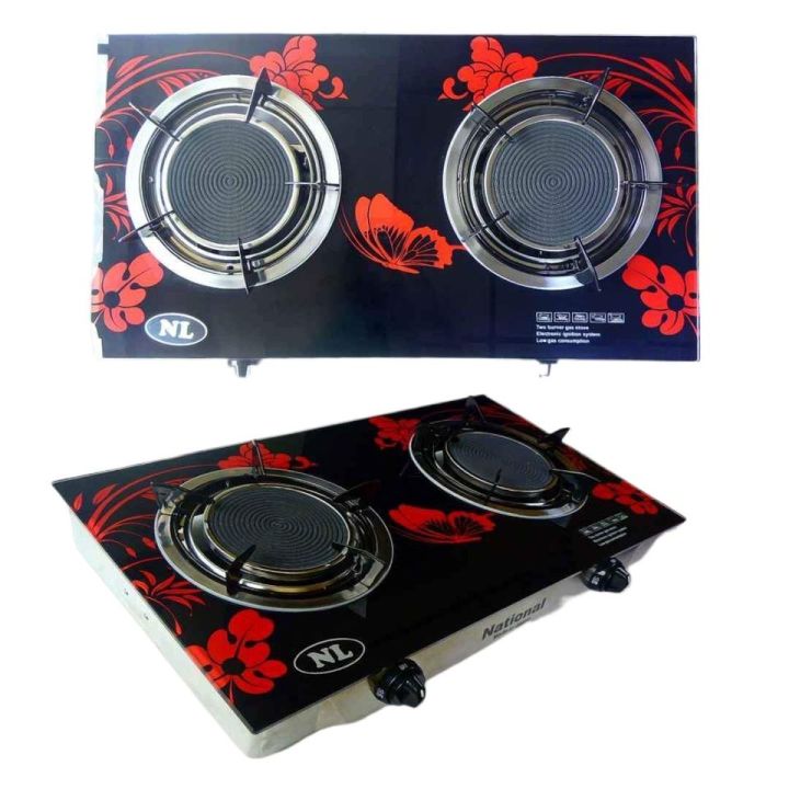 National Double Burner Gas Cooker Household Gas Stove for Kitchen Cooktop Stove Upgrade Timing Flip Kitchen Gas Cooker energy-saving Embedded Fierce Fire Stove