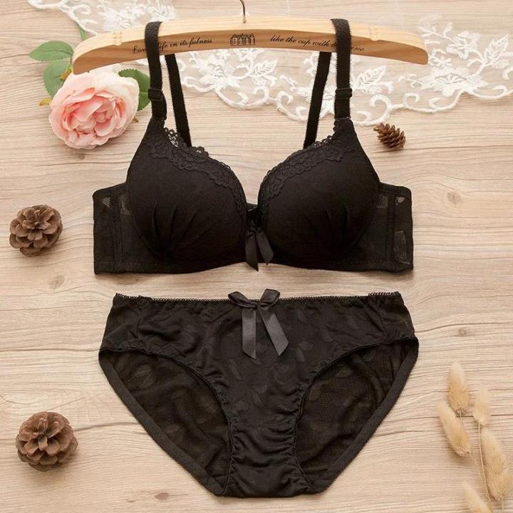 Girl%20Sweet%20Wireless%20Bra%20Lace%20Bows%20Underwear%20Sets%20Breathable%20Small%20Breast%20Bralette%20Top%20Briefs%20for%20Women%20Teen%20Girl%20Lingerie%20Suits%20-%20Image%202