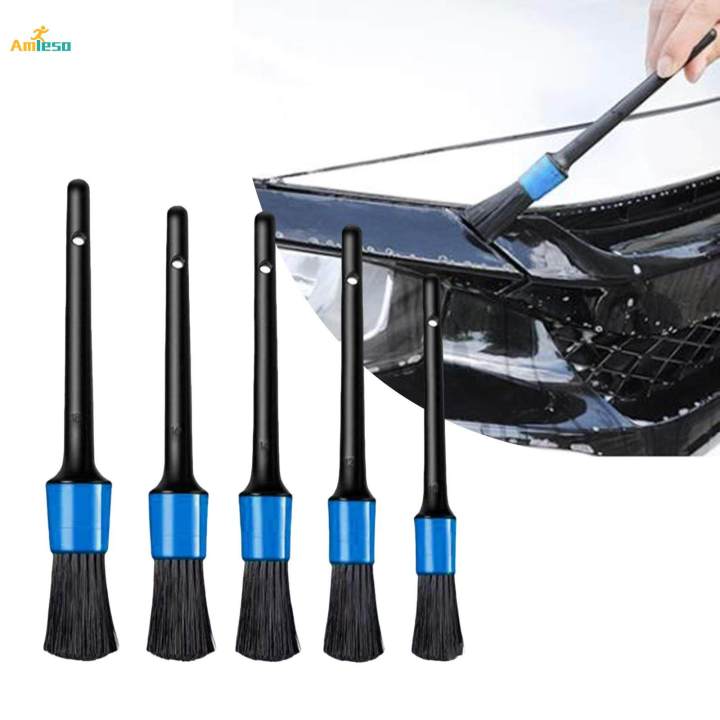 Car Detail Brush Set 5 Head Sizes with Hanging Hole Practical Cleaning Brush