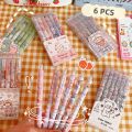Panda Online 6PCS Cartoon 0.5mm Gel Ink Pen Exam Pens Diary Journal Pressing Pens Black Ink. 