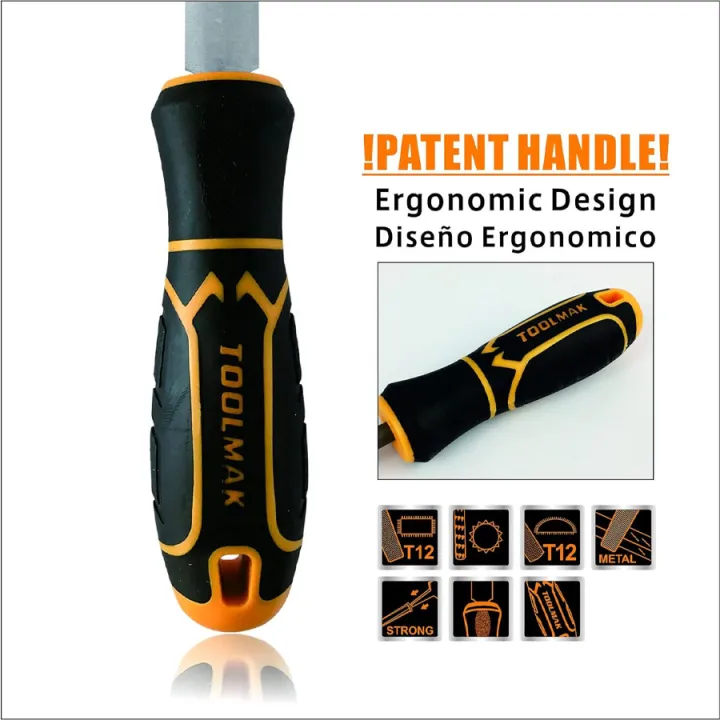 Metal%20File%20Set%203%20PCS%208%20Inch%20Steel%20File%20Set%20Flat/Round/Half%20Round%20with%20Comfortable%20Bi-material%20Handle%20Made%20of%20Drop-Forged%20and%20Heat-Treated%20T12%20High-Carbon%20Steel%20-%20Toolmak%20-%20Image%205