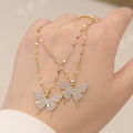 Korean Fashion Golden Pendant Butterfly Necklace for Women neck chain Stainless steel Jewelry Female. 