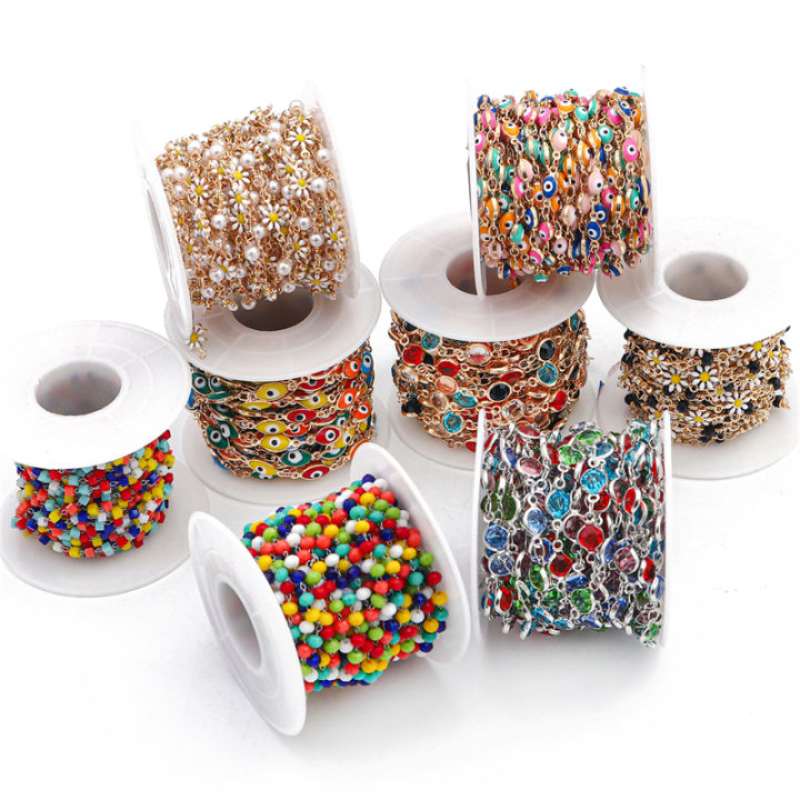 50cm/Bag%20Handmade%20Jewelry%20Chain%20Daisy%20Flower%20Evil%20Eye%20Rhinestone%20Crystal%20Beaded%20Chain%20for%20Necklace%20Bracelet%20DIY%20Jewelry%20Making%20Findings%20-%20Image%205