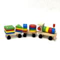 Wooden toys geometric building block car. 