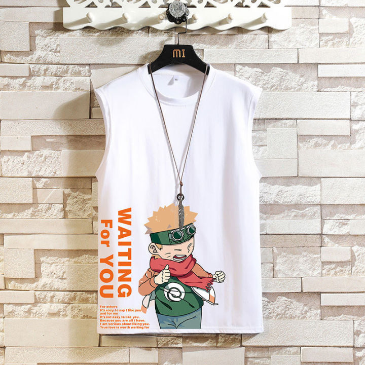 Summer%20New%20Sports%20Vest%20Men's%20Fashion%20Vest%20Outer%20WearinsLoose%20Waistcoat%20Anime%20Print%20SleevelessTT-shirt%20Set%20-%20Image%209