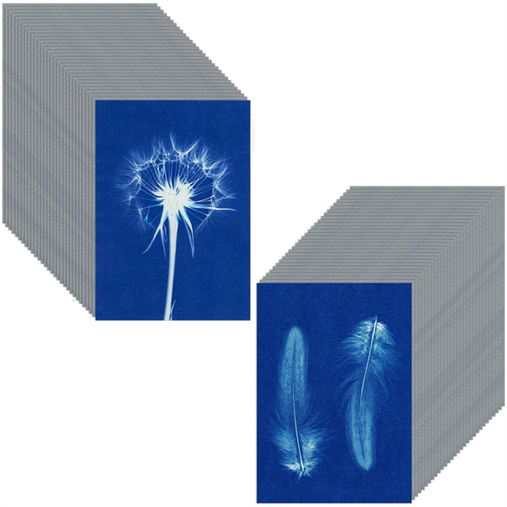 60 Sheets Sun Print Paper Cyanotype Paper Kit, A6 Sun Art Paper with 1 ...