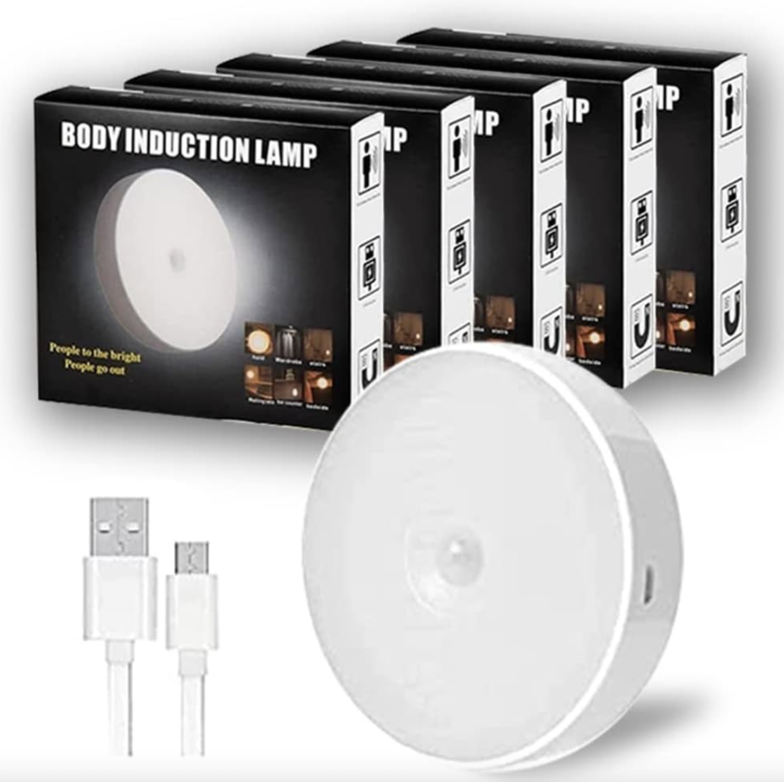 LED Night Light Body Motion Sensor USB Rechargeable Body Induction Lamp ...