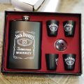 Portable Stainless Steel Jack Daniels Hip Flask with Funnel and four Cups 9OZ. 