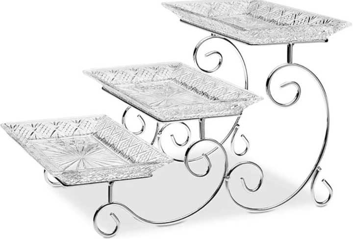 Glass Buffet 3 Tiered Dessert Serving Tray
