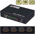 HDMI Splitter, 1x4 Hdmi Splitter 1 in 4 Out Powered Adapter with Full Ultra HD 1080P 4K/2K and 3D Resolutions. 