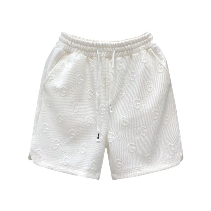 High%20Quality%20Letter%20Jacquard%20White%20Shorts%20Men's%20Fashion%20Casual%20Lace%20up%20Sports%20Pants%20Men's%20Home%20Four-Point%20Beach%20Pants%20-%20Image%203