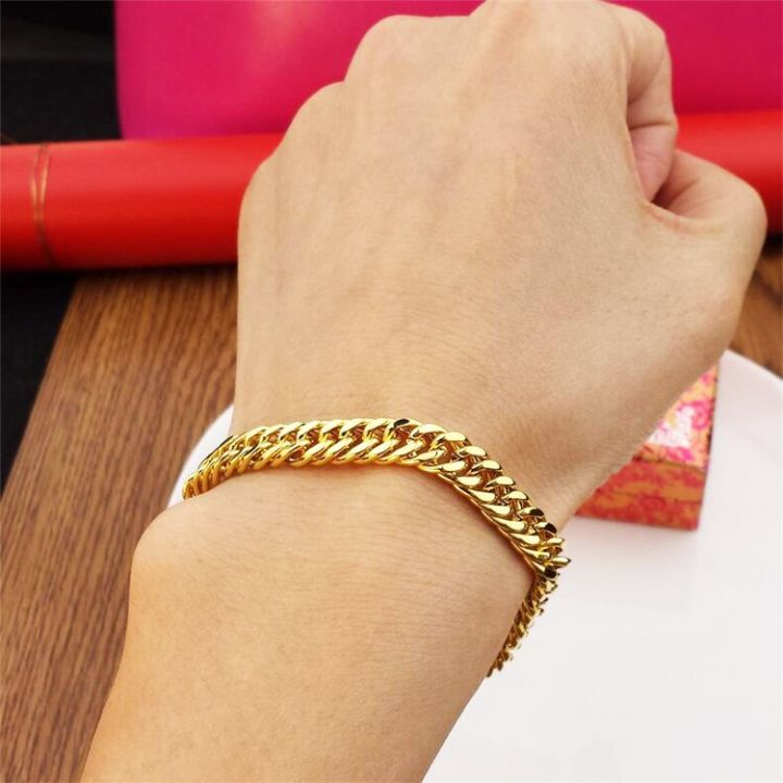 Gold%20Plated%2018K%20Gold%20Chain%20Bracelet%207mm/6mm%20for%20Girls%20and%20Boys%20Ladies%20and%20Gents%20-%20Image%205