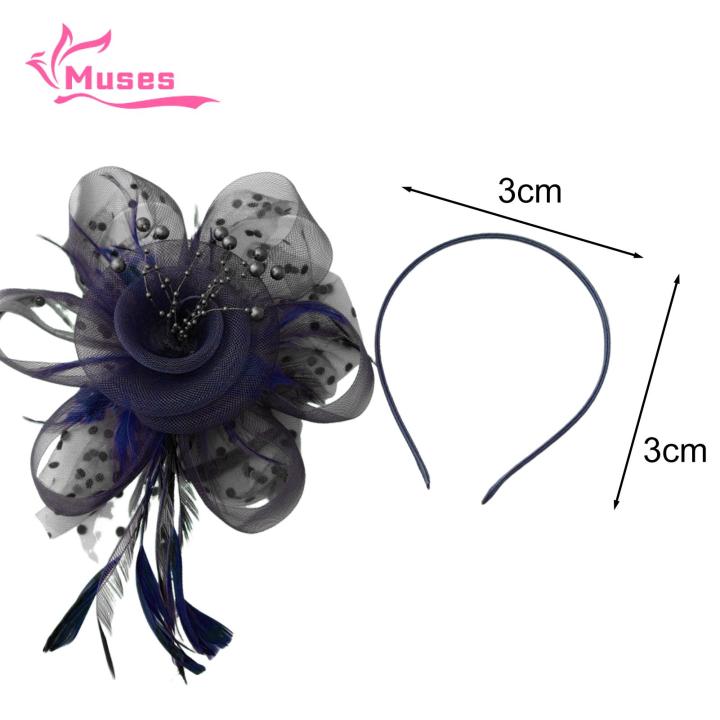 Muses%20Mall%20Flower%20Feather%20Headband%20Vintage%20Floral%20Headband%20with%20Feathers%20Pearls%20for%20Prom%20Wedding%20Parties%20Women's%20Retro%20Hair%20Accessories%20Retro%20Mesh%20Headdress%20-%20Image%204