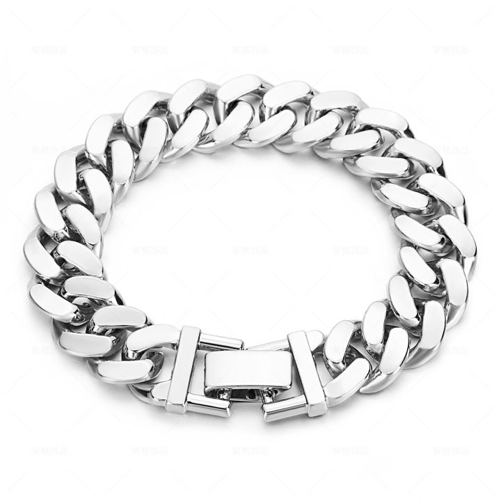 【Clearance Sale】Zinc Alloy Rap Hiphop Cuban Chain Men's Bracelet Hip Hop Trendy Hand Jewelry