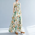 Yfashion Summer Sleeveless Tank Dress For Women Cotton Bohemian Printing Cotton Linen Long Skirt Loose Casual Dress. 