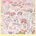 【Well 11 Girl Sticker Notebook Stickers Cartoon Cute Paste Decorative Small Pattern Children INS Size Notebook Diary DIY Material Water Cup Waterproof Transparent. 
